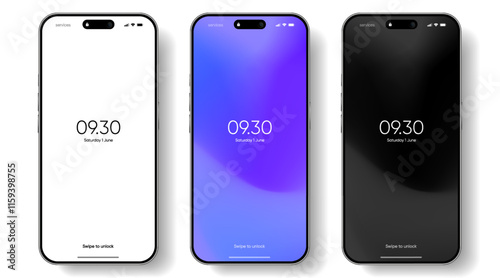 Realistic smartphone mockup. Mobile phone vector with isolated on white background. Device front view. 3D mobile phone with shadow. Realistic, high quality smart phone mockup for ui ux presentation.