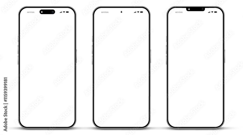 Realistic smartphone mockup. Mobile phone vector with isolated on white background. Device front view. 3D mobile phone with shadow. Realistic, high quality smart phone mockup for ui ux presentation. Realistic smartphone mockup. Mobile phone vector with isolated on white background. Device front view. 3D mobile phone with shadow. Realistic, high quality smart phone mockup for ui ux presentation.