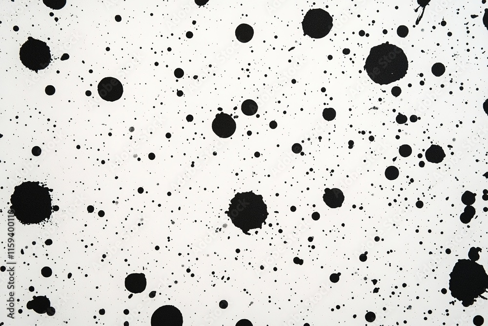Black ink splatters create dynamic contrast against white backgr