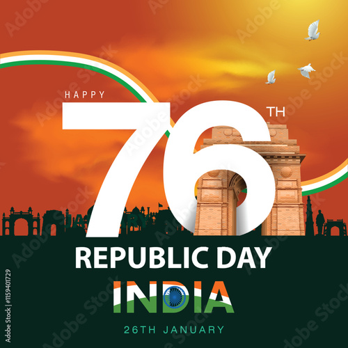 happy republic day India greetings. abstract vector illustration design.