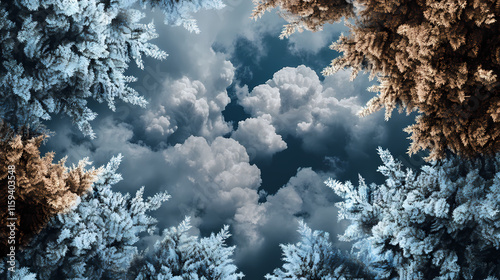 Cirrocumulus clouds digital paper. Bracken. Illustration