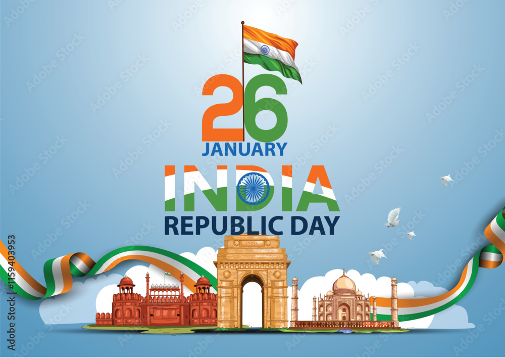 Obraz premium happy republic day India greetings. abstract vector illustration design.