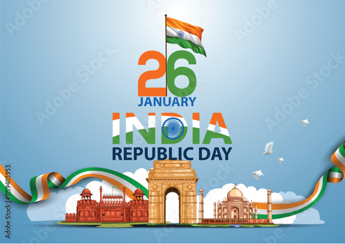 happy republic day India greetings. abstract vector illustration design.