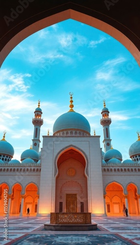 illustration of amazing architecture design of muslim mosque 