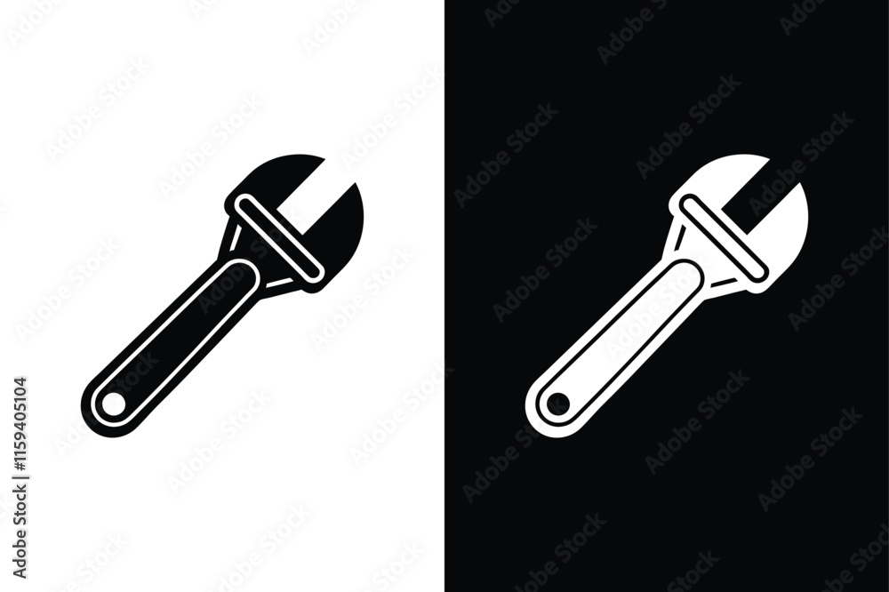Adjustable Wrench icon vector on White Background ,Vector Art Illustration on white background. Adjustable Wrench icon vector on White Background ,Vector Art Illustration on white background.