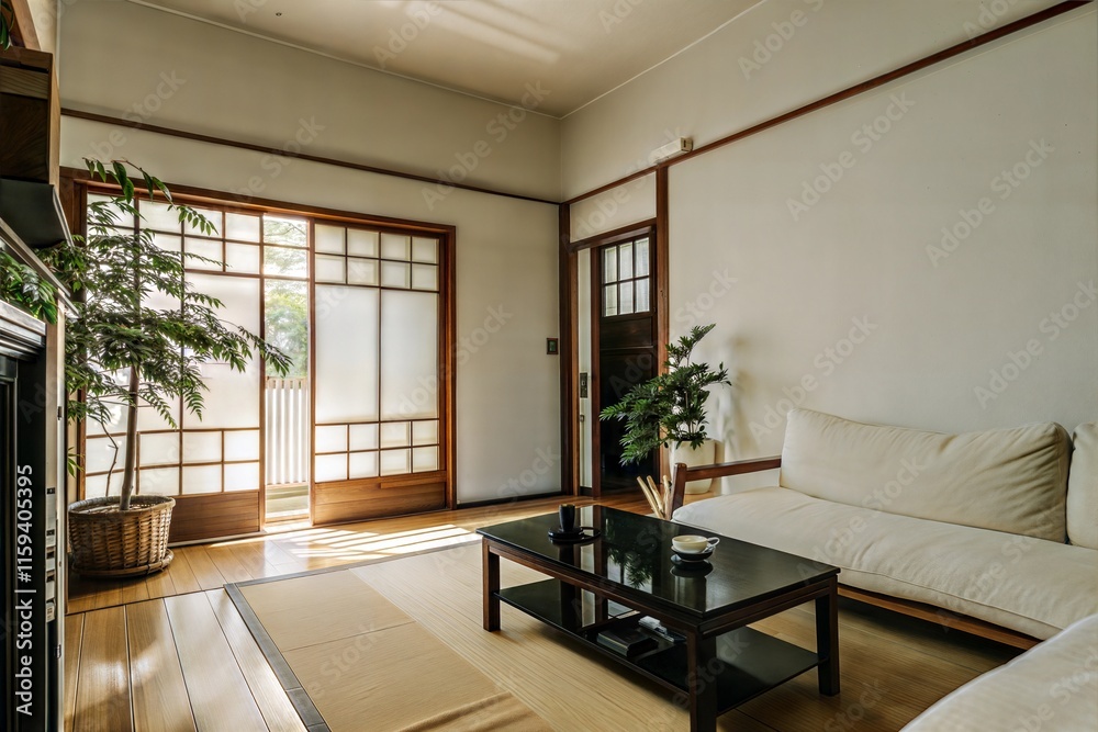 Fototapeta premium Japanese-style living room with shoji screens