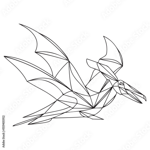 Pteranodon line art vector drawing