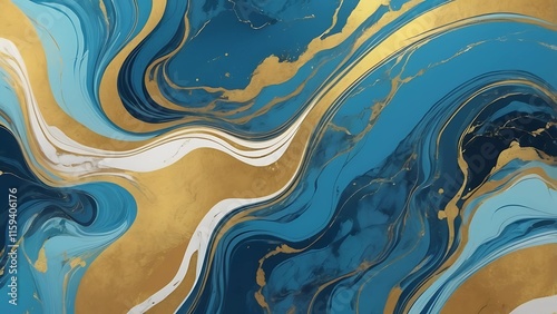 Abstract gold and blue marble background