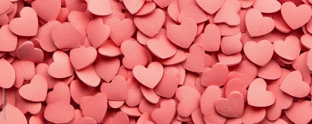 A close-up of numerous pink heart-shaped decorations scattered across a surface, creating a vibrant and romantic atmosphere. A close-up of numerous pink heart-shaped decorations scattered across a surface, creating a vibrant and romantic atmosphere.