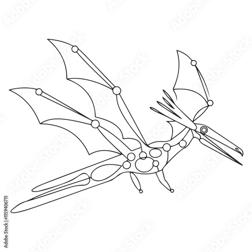 Pteranodon line art vector drawing