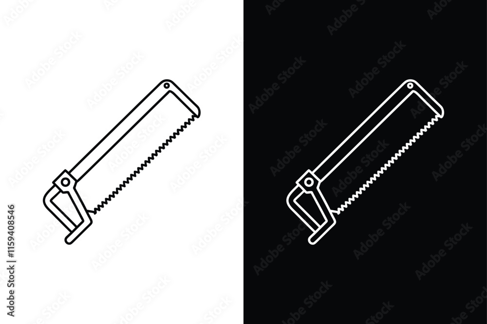 Hacksaw icon vector on White Background ,Vector Art Illustration on white background. Hacksaw icon vector on White Background ,Vector Art Illustration on white background.