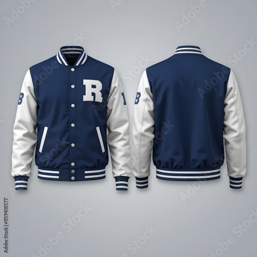 Varsity jacket mock up with professional details and high resolution, making it a great choice for your creative design, branding and presentation need