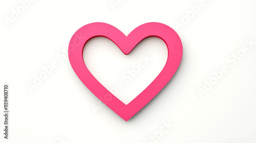 Simple pink heart shape outline isolated on white background, clean minimal love symbol design, romantic icon illustration