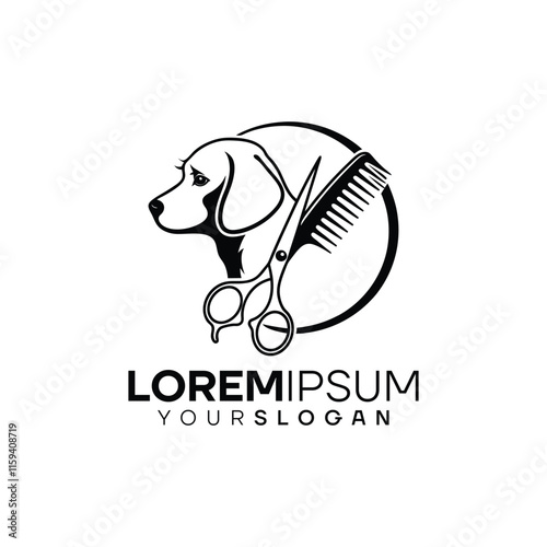 Dog Grooming Logo Vector Design Template photo