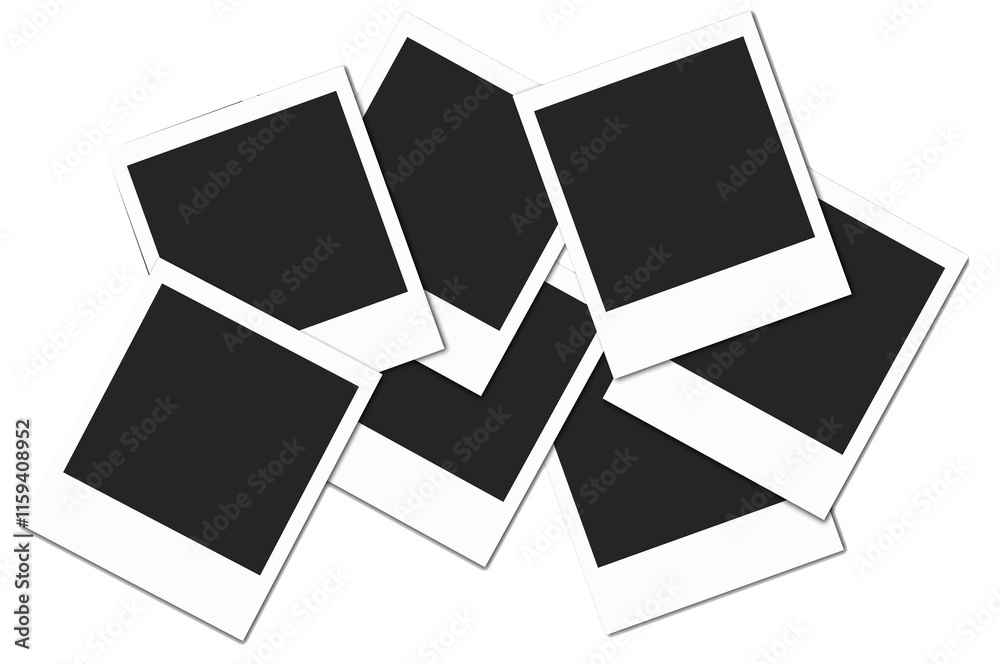 blank photo frames set on transparent background