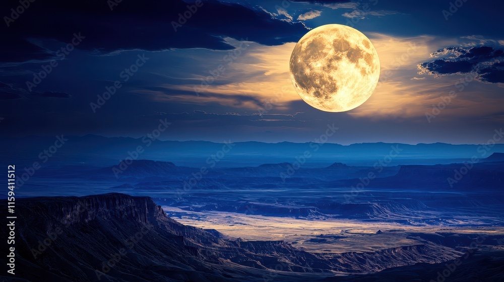 Breathtaking Moonlight Over Majestic Canyon Landscape at Night Breathtaking Moonlight Over Majestic Canyon Landscape at Night