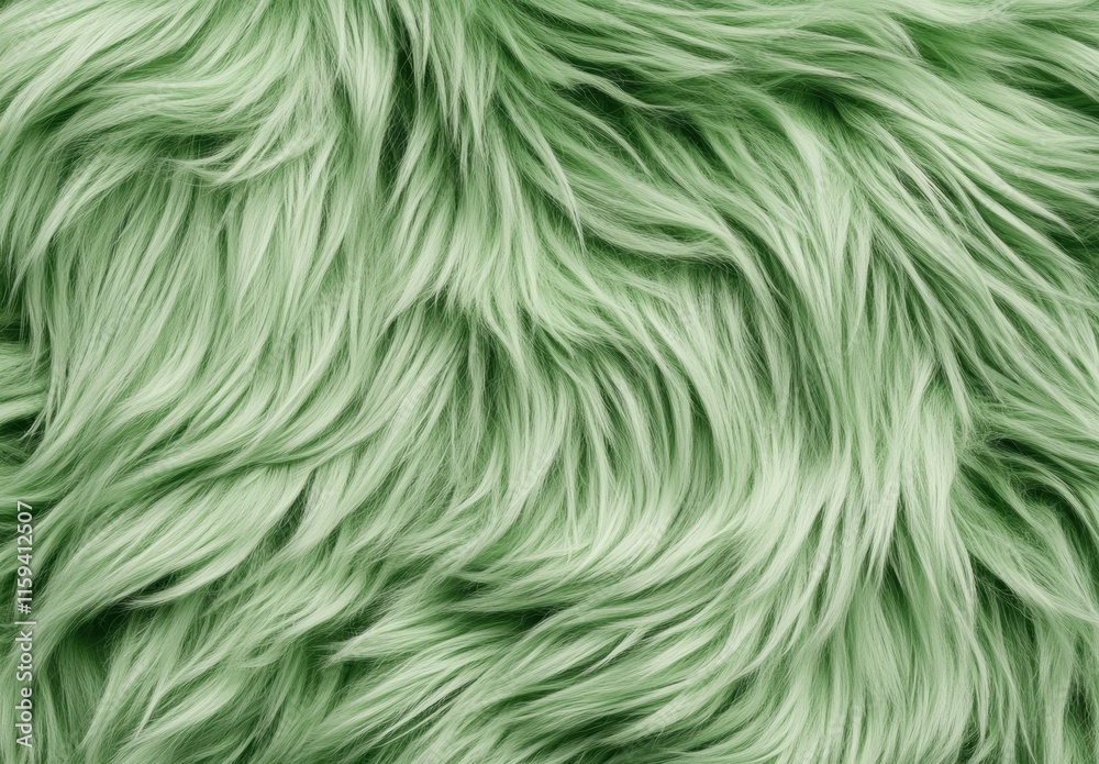 Obraz premium 緑色の柔らかい毛の質感と動きが美しい素材の詳細