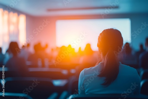 Business Woman at Seminar Presentation