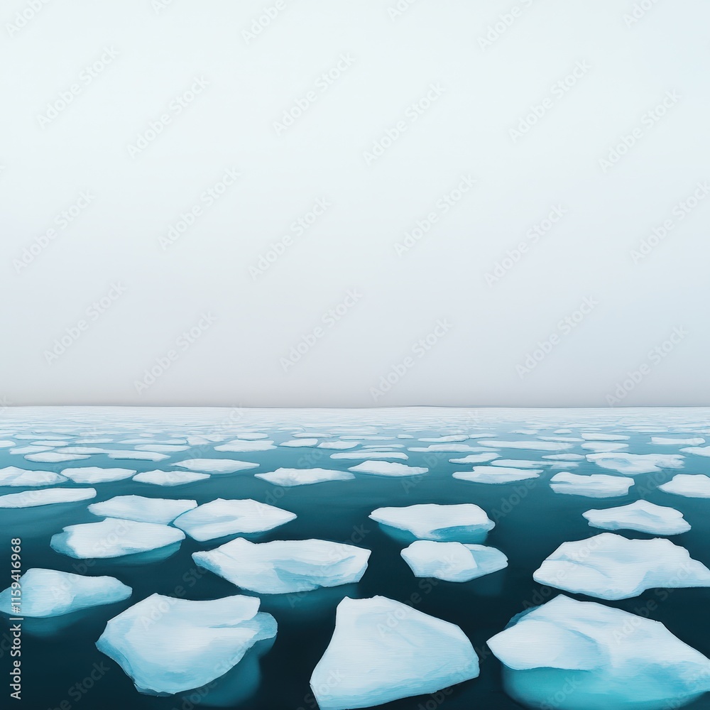 Obraz premium Arctic ice, frozen nature, white backdrop