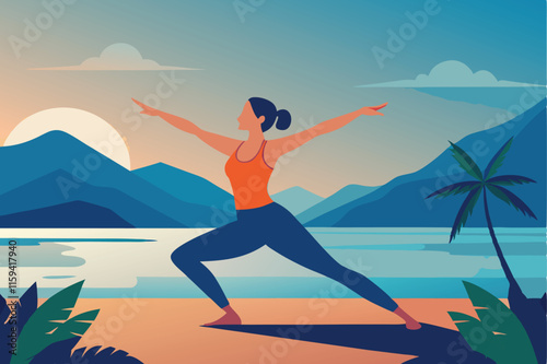 yoga on the beach and mountain