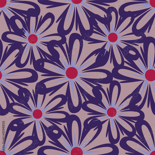 Cute hand drawn floral seamless pattern background