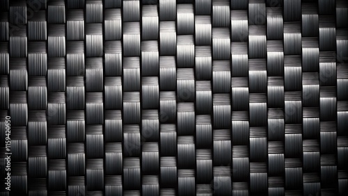 background. A detailed black carbon fiber texture with a woven pattern and a sleek metallic finish, perfect for industrial or tech-inspired designs.