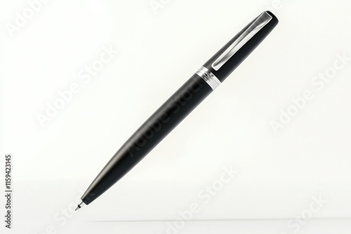 Elegant black pen positioned upright, showcasing sleek design an photo