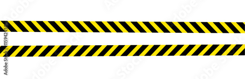 Set of seamless yellow and black warning tapes with text do not cross, warning, caution. Isolated on white background. Design elements for reconstruction, vector illustration. PNG transparent