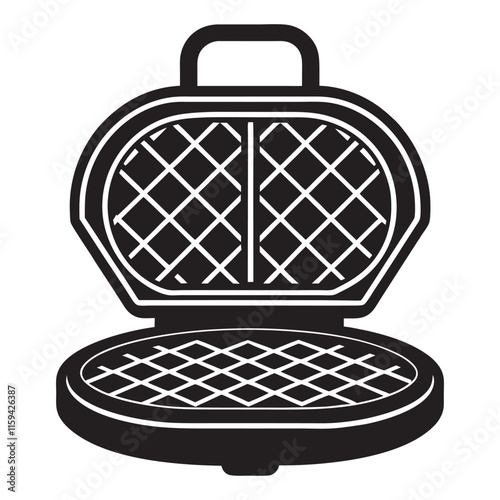 Waffle Irons ,Cast iron, electric waffle irons silhouette vector icon illustration on white background.