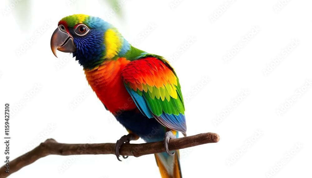Obraz premium Rainbow Lorikeet - Vibrant Plumage on a Branch
