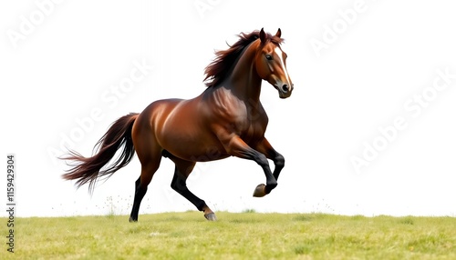 Bay Horse Galloping - Dynamic Energy in a Pastoral Scene