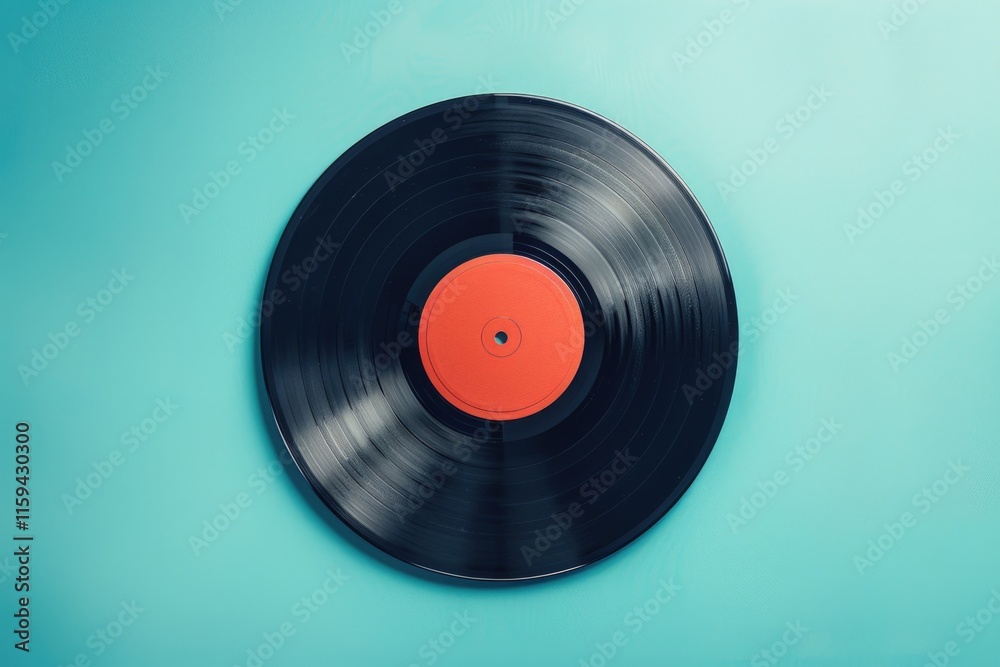 Old-fashioned vinyl record with red label and center hole. Symbol of the music industry, perfect for music enthusiasts. Old-fashioned vinyl record with red label and center hole. Symbol of the music industry, perfect for music enthusiasts.