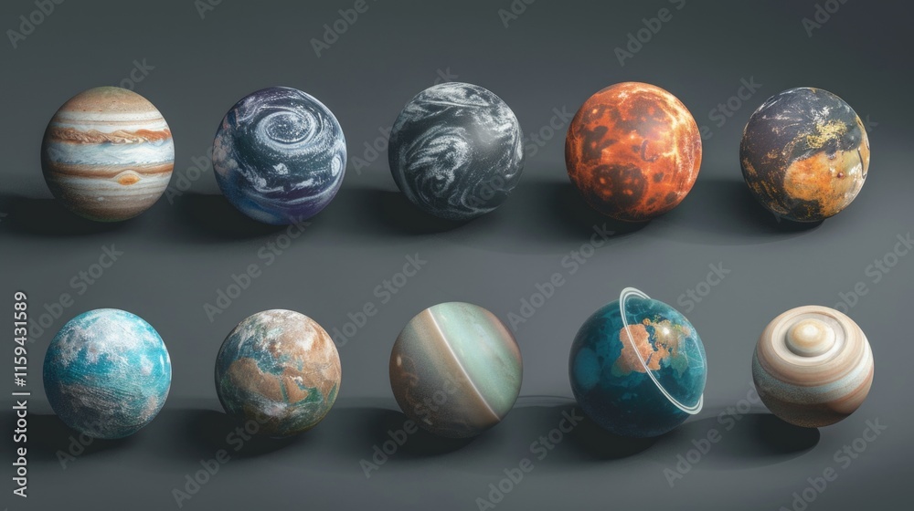 A set of colorful planets representing our solar system in a creative and artistic manner. A set of colorful planets representing our solar system in a creative and artistic manner.