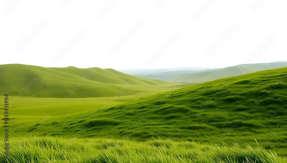 green grassland landscape isolated on white or transparent green grassland landscape isolated on white or transparent