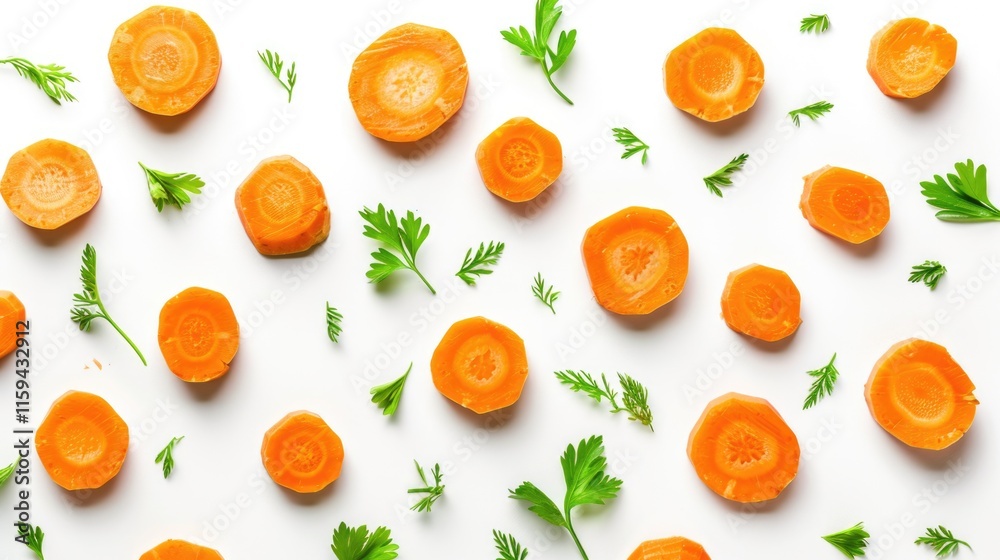 An assortment of fresh, organic baby carrots with parsley sprigs around them, suggesting a healthy and tasty culinary choice. An assortment of fresh, organic baby carrots with parsley sprigs around them, suggesting a healthy and tasty culinary choice.