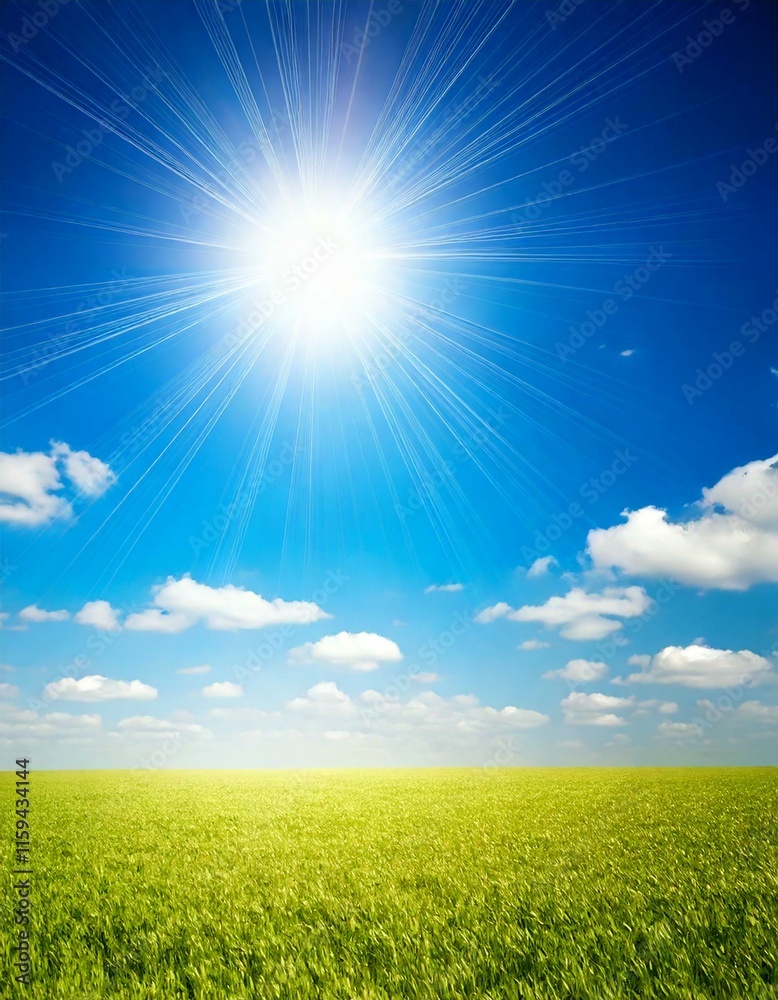 sunny meadow and bright blue sky