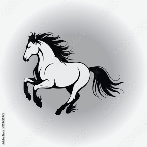 Black and white silhouette horse