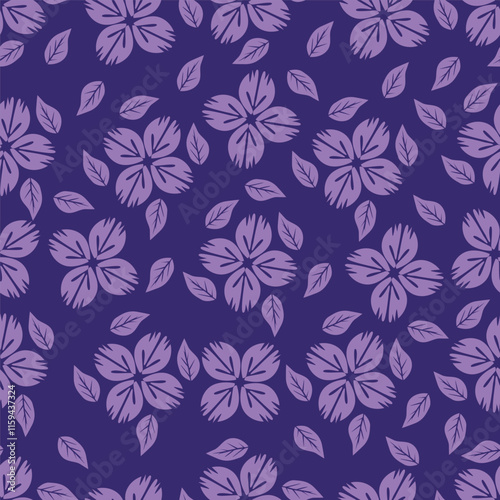 Wallpaper Mural Seamless pattern of small blue flowers on navy background. Floral print Torontodigital.ca