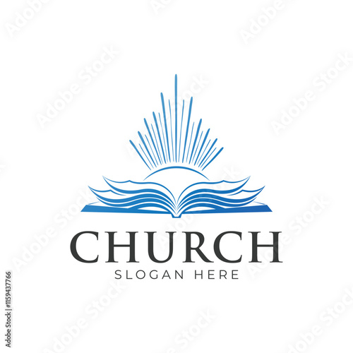 Christian Cross Church logo design vector illustration. cross logo with leaves around it