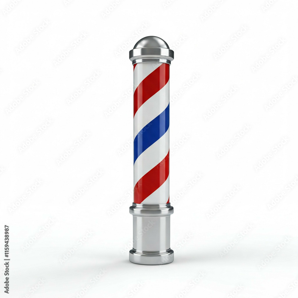 3d rendered classic red white and blue barber pole isolated on white background 3d rendered classic red white and blue barber pole isolated on white background
