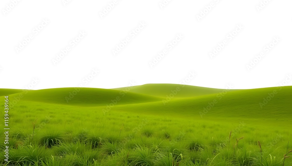 Obraz premium green grassland landscape isolated on white or transparent