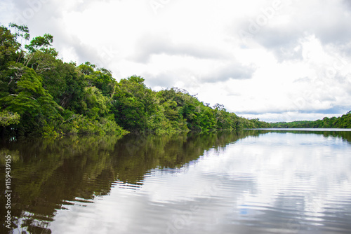 PHOTOS OF THE NANAY RIVER IN THE PERUVIAN AMAZON, BLACK WATER RIVER OR IGAPO IN THE FLOODABLE FORESTS NEAR THE ALLPAHUAYO MISHANA NATIONAL RESERVE photo