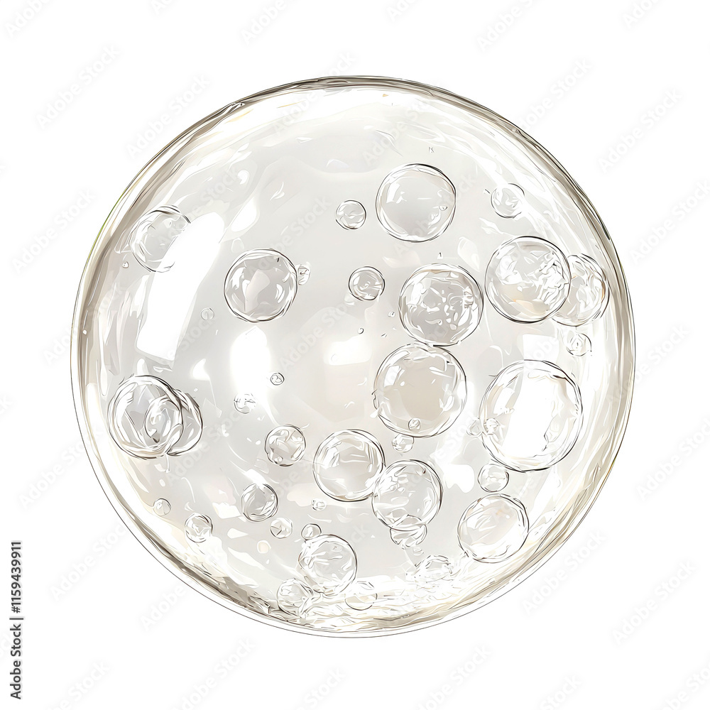 Clear gel with air bubbles in a petri dish. Clear gel with air bubbles in a petri dish.