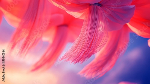 Pink Fabric Tassels Hanging Against A Soft Background