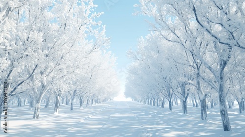 Wallpaper Mural Icy scene of path between snow-covered trees, under clear blue sky. Torontodigital.ca