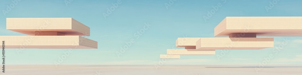 Minimalist design showcases floating geometric shapes against se Minimalist design showcases floating geometric shapes against se
