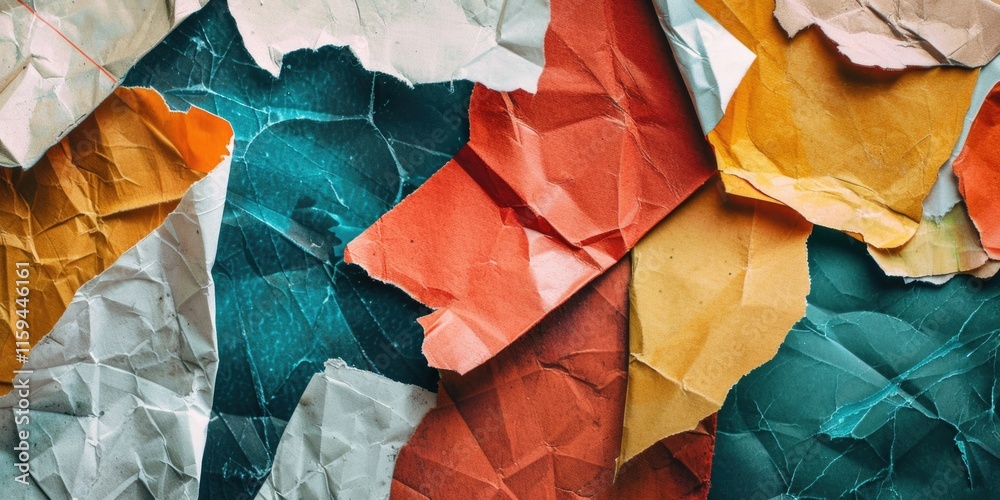 Vibrant abstract collage on textured paper background Vibrant abstract collage on textured paper background