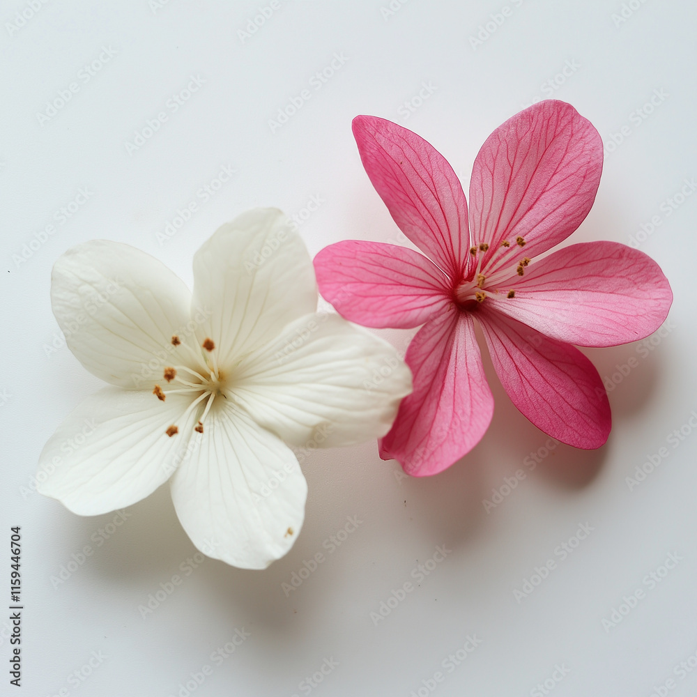 Pink and White Flowers Closeup Delicate Petals Floral Detail Pink and White Flowers Closeup Delicate Petals Floral Detail