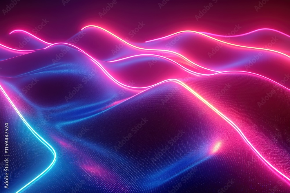 Glowing waves of light create mesmerizing digital landscape with Glowing waves of light create mesmerizing digital landscape with