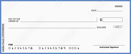 Blank Check Template with Open Space for Custom Text